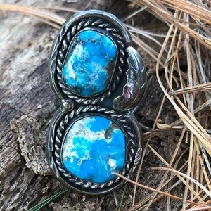 Large sterling silver turquoise ring